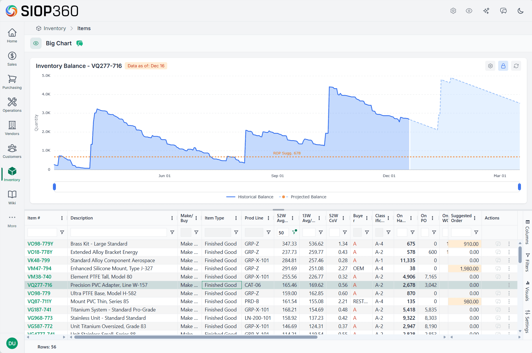 Inventory module screenshot