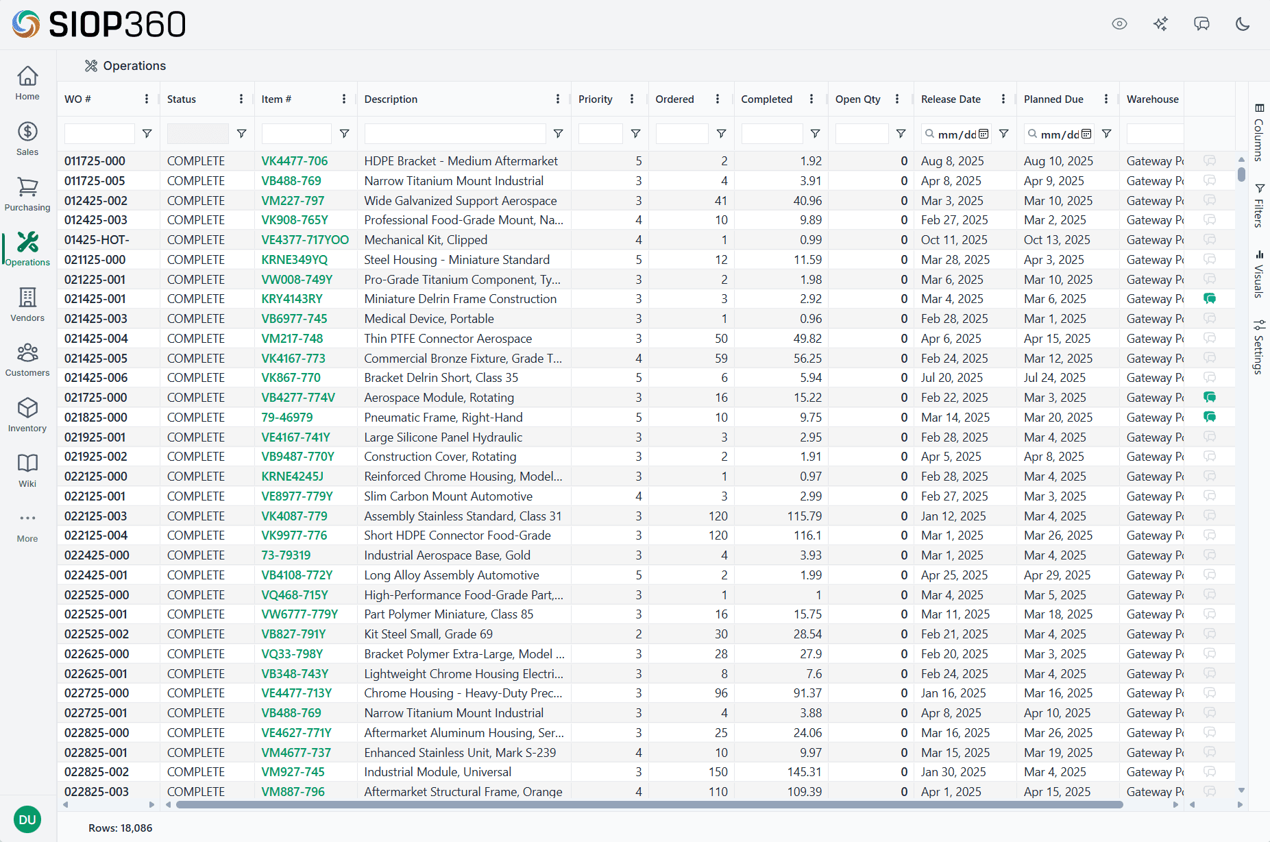 Production module screenshot